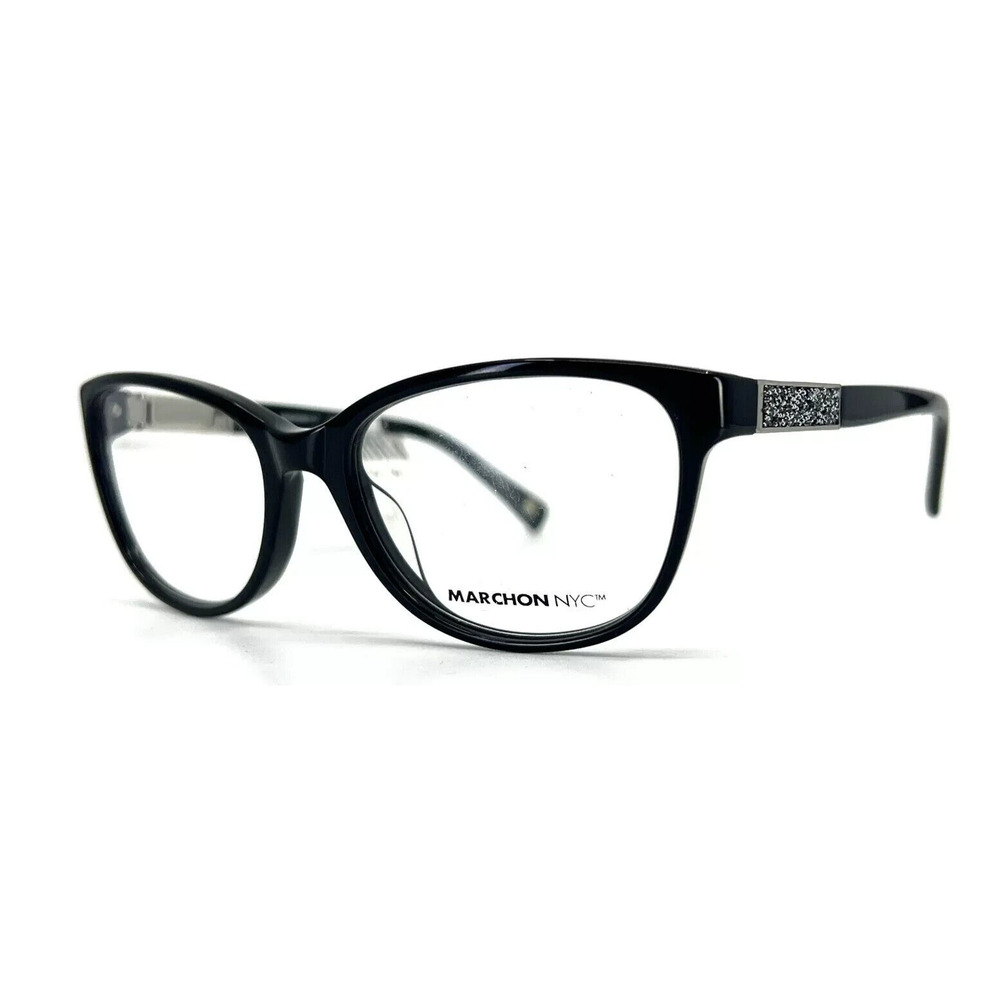 MARCHON NYC M-QUIN 001 BLACK GLITTER EYEGLASSES FRAMES 53-17-135